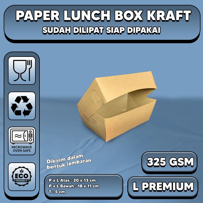 Gambar KOTAK LUNCH BOX PAPER COKLAT/PUTIH / SMALL / MEDIUM / LARGE FOODGRADE - Large Premium dari REFAN Packaging undefined Tokopedia