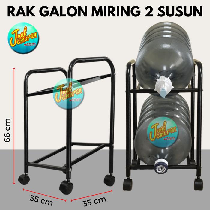 Gambar Rak Galon Besi 3 Susun Double, Rak Galon Miring, Ambalan Kuat, Kapasitas 6 Galon Air - 2 Susun (Hitam), Barang Saja dari jualjemuran undefined Tokopedia