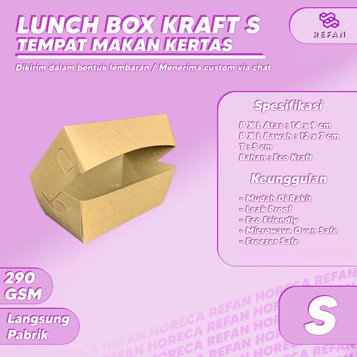 Gambar LUNCH BOX PAPER COKLAT KRAFT ALL SIZE KOTAK MAKAN TAKEAWAY POLOS - S NORMAL dari REFAN Horeca undefined Tokopedia