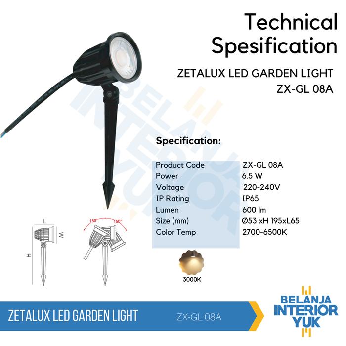 Gambar ZETALUX ZX-GL 08 Outdoor Spotlight 6.5watt Garden Light LED - ZX-GL 08A TUSUK dari Belanja Interior Yuk undefined Tokopedia