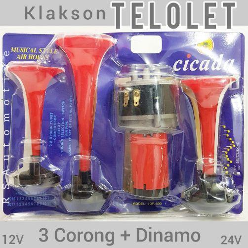 Gambar KLAKSON TELOLET 3 CORONG MERAH + DINAMO - 24 Volt dari ModiFix undefined Tokopedia