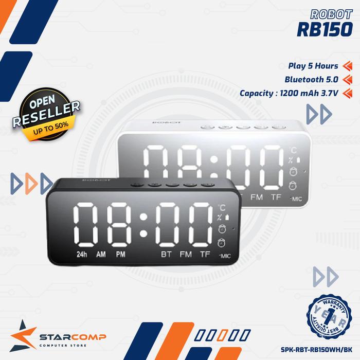 Gambar Speaker Bluetooth Robot RB150 Portable Wireless - LED Alarm with radio - Hitam dari Starcomp Origin undefined Tokopedia