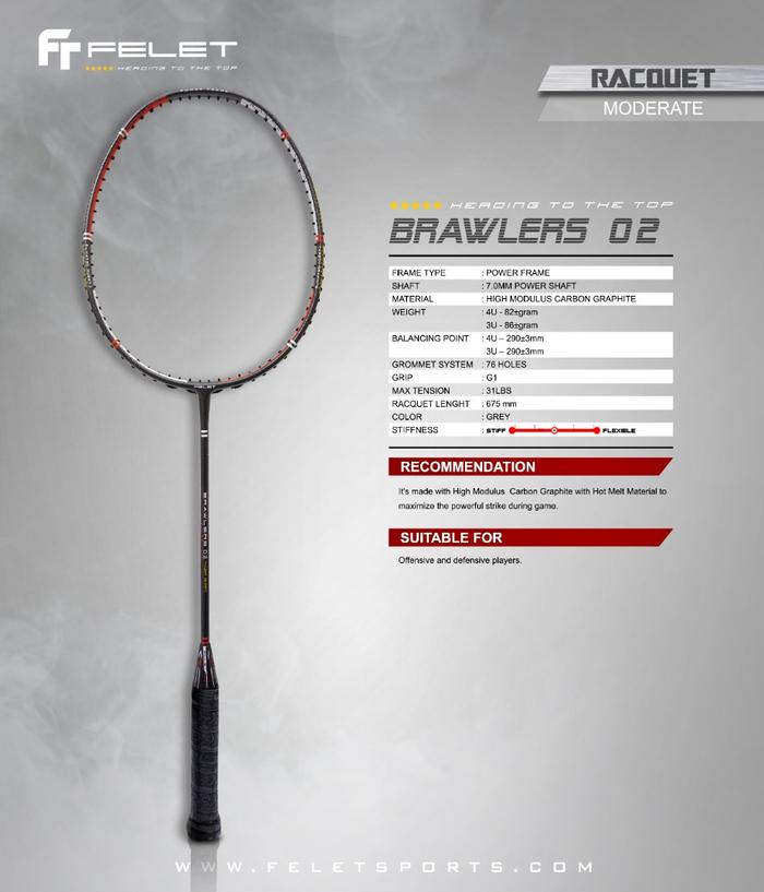 Jual Raket Badminton Felet Brawlers - Brawlers 02, Senar - Jakarta ...