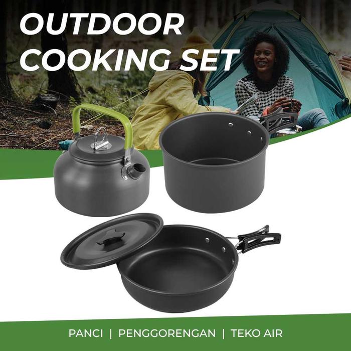 Gambar Set Panci Nesting Cooking Peralatan Alat Masak Camping Outdoor 10 PCS - 3 PCS dari BAGINDA-STORE47 undefined Tokopedia