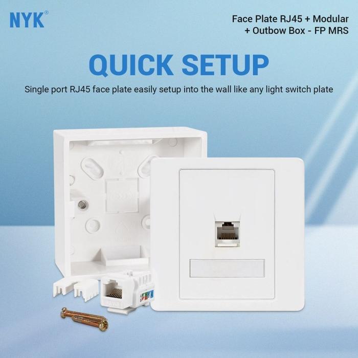 Gambar Face Plate RJ45 Lan NYK + Modular + Outbow Box - FP MRD - 2 port dari KENZIE COMPUTER undefined Tokopedia