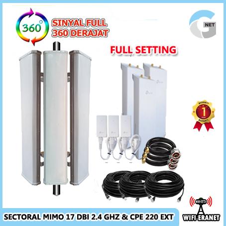 Gambar PAKET HOTSPOT WIFI FULL POWER 360 DERAJAT SECTORAL MIMO - CPE 220 EXT - SM 17DBi dari WIFI eranetpro undefined Tokopedia