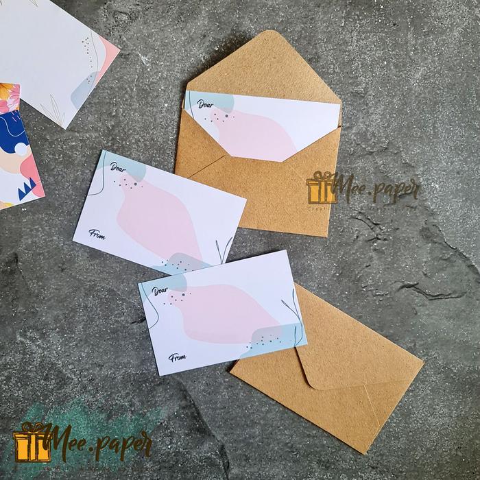 Gambar Kartu Ucapan + Amplop Besar Vintage, Gift Card / Greeting Card - Soft Tosca dari Mee.paper undefined Tokopedia