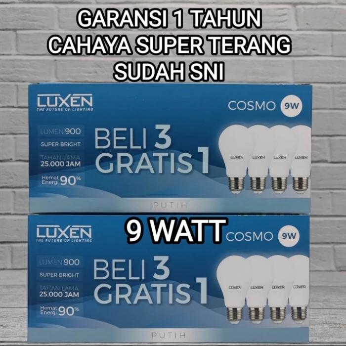 Gambar Paket Isi 4Pcs Lampu LED Bulb Luxen Cosmo 9W 12W Cahaya Putih - 9 Watt dari cahaya terang2 undefined Tokopedia