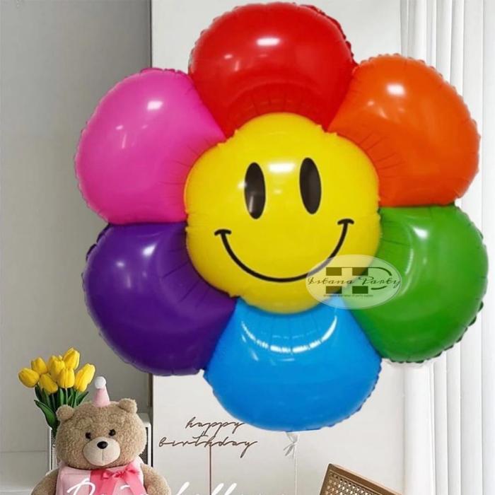 Gambar Balon Foil Bunga Matahari / Balon Bunga Daisy / Sunflower Smile Jumbo - Rainbow dari Istanaparty undefined Tokopedia