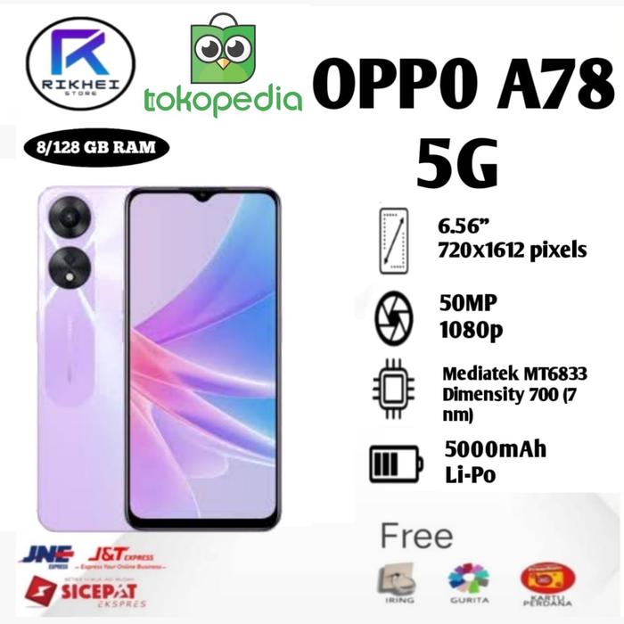 Gambar OPPO A78 5G 8/128GB ( RAM 8GB & INTERNAL 128GB) GARANSI RESMI INDONESI - Ungu dari rikhei-store undefined Tokopedia