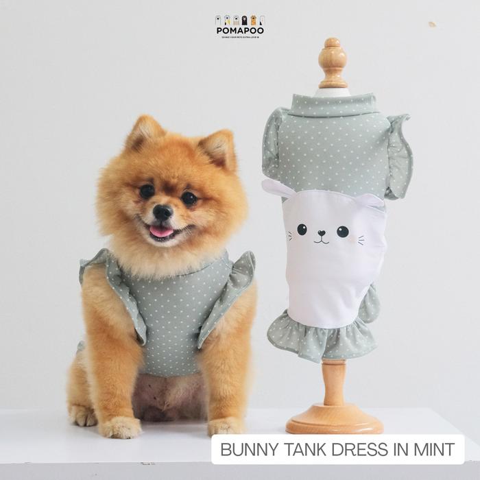 Gambar POMAPOO - Baju Kucing dan Baju Anjing Bunny Tank Dress - BUNNY MINT, DRESS - L dari Pomapoo undefined Tokopedia