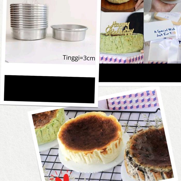 Gambar Loyang kue basque cheesake/Loyang cake/Loyang Basque burnt cheese cake - Tinggi 4, Diameter 8cm dari MH stainlees undefined Tokopedia