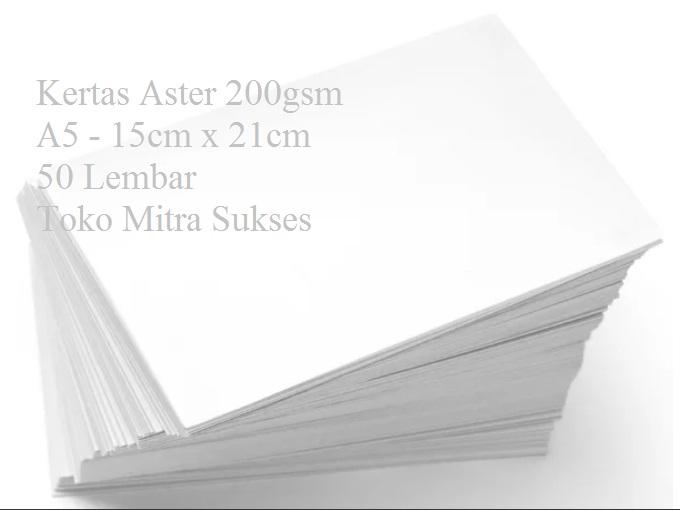 Gambar Kertas Aster 200gsm A5 isi 50 Lembar - A5 dari Toko Mitra Sukses undefined Tokopedia