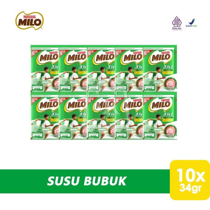 Gambar MILO 3in1 ACTIV-GO Susu Coklat Renceng 34g (1 pack isi 10pcs) dari masterkopimalang undefined Tokopedia