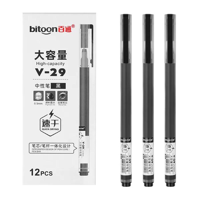 Gambar Pulpen Gel - Pena Gel Ukuran 0.5 mm Aneka Warna V-29 Bitoon Biru Stationery - Hitam dari Kidzcare undefined Tokopedia