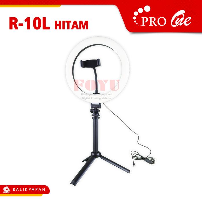 Gambar LED Bi-Color 10 Inch Vlogger Ring Light With Mini Tripod Pro One R-10L - Hitam dari Foyu Photo Balikpapan undefined Tokopedia