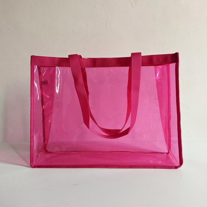 Gambar Tas Plastik / Tote bag / Tas PVC / Transparant bag / Beach bag - Pink dari Toko Princess_NEW undefined Tokopedia