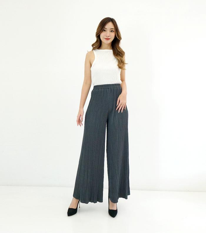 Gambar Celana Kulot Plisket Pleated Pants Wanita Highwaist Premium CPLIDI - Abu dari Eve Maternity Store undefined Tokopedia