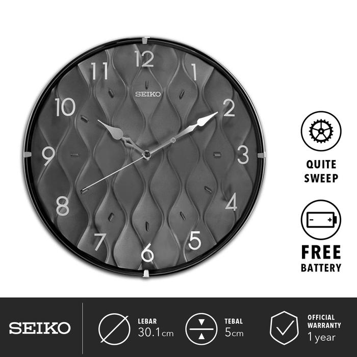 Gambar Jam Dinding Seiko Bulat QXA794 K & W Detik Senyap 30.1 cm Hitam Ori - QXA794K - Black dari SEIKO Clocks Kota Administrasi Jakarta Barat Tokopedia