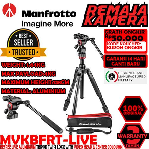 Jual MANFROTTO MVKBFRT-LIVE BEFREE LIVE ALU TRIPOD KIT VIDEO HEAD