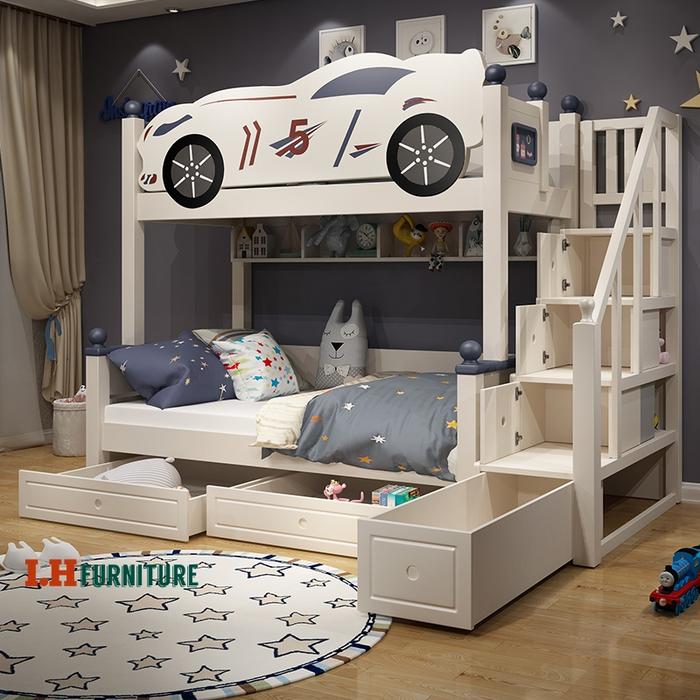 Gambar Bunk bed anak , tempat tidur anak tingkat , bisa cuatom , ranjang anak - tangga laci dari irfanhousefurniture undefined Tokopedia