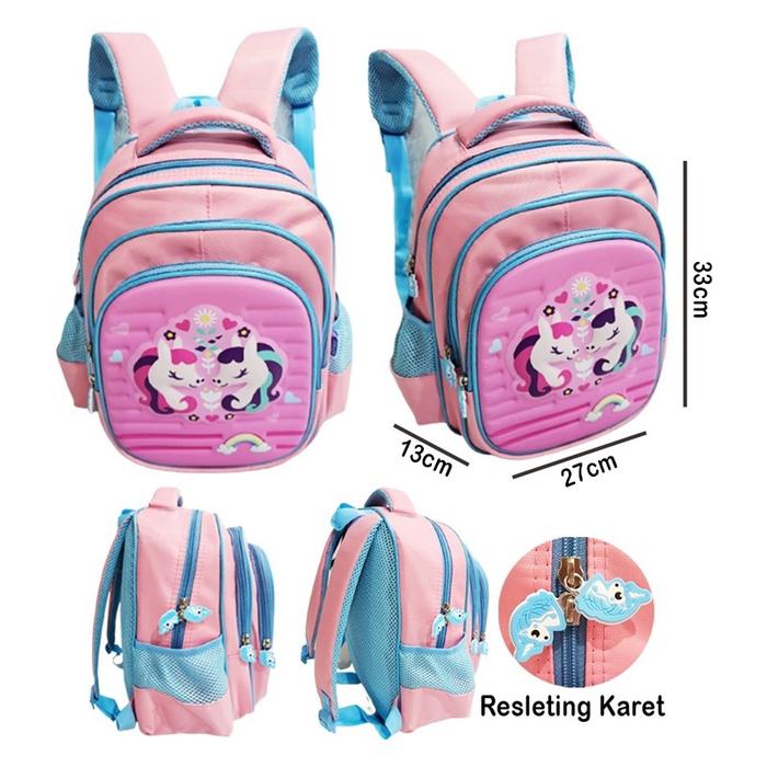 Gambar TAS RANSEL ANAK PEREMPUAN SEKOLAH TK UNICORN DUET 3Res IMPORT 13inch - UNI DuetPINK13" dari OnLanShop undefined Tokopedia