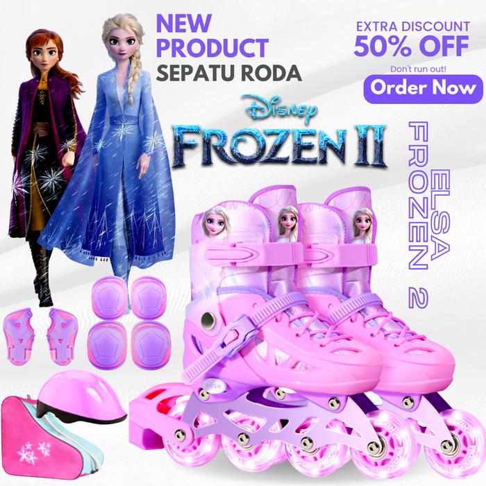 Gambar Sepatu Roda Frozen anak perempuan Full Set 100% Original Disney - Pink Purple Ice, L [ 35-38 ] dari KOSPET Indonesia undefined Tokopedia