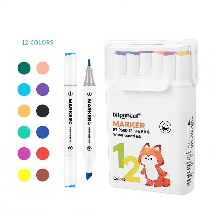 Gambar Creative Art Marker Double Head Waterbased and Washable Spidol Kartu Stationery - 12 Warna dari Kidzcare undefined Tokopedia