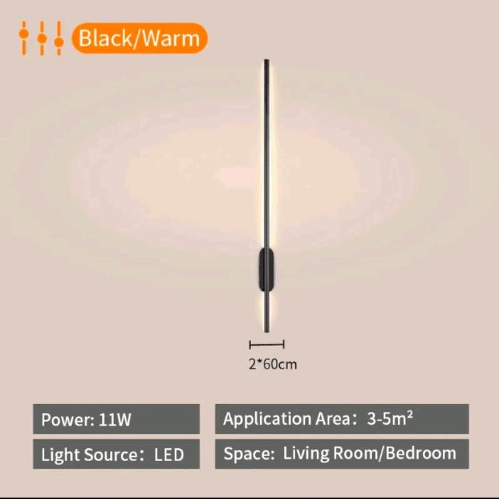 Gambar Lampu dinding Minimalis LED Strip - BLACK 80CM dari velins sinar undefined Tokopedia