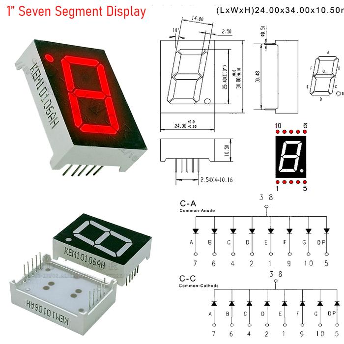 Gambar 1" Seven Segment Display 1 Digit 7-Segment 1 inch LED Digital Tube - Merah, Common Anode dari Rajacell Bekasi undefined Tokopedia