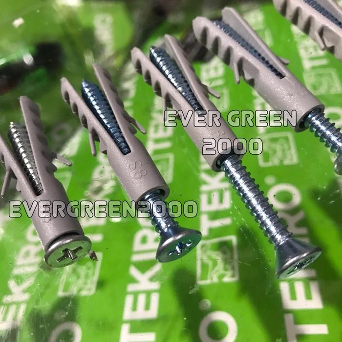 Gambar S-8 Rumah Sekrup/Ramset Plastik/fiser + Baut Skrup 4/5/6 cm (S8:25set) - Kepala RATA, MIX  4+5+6+7 CM dari evergreen2000 undefined 4 Tokopedia