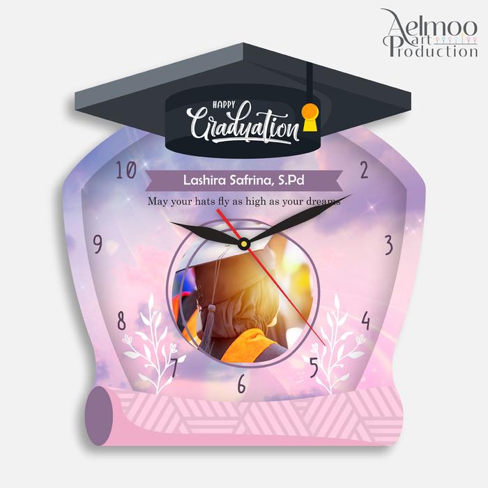 Gambar Jam Dinding Unik Wisuda Foto Hadiah Lucu Kenaikan Kelas Photo Anak TK - GOWN PINKSKY, UKURAN20CM dari Aelmoo Art Production undefined Tokopedia