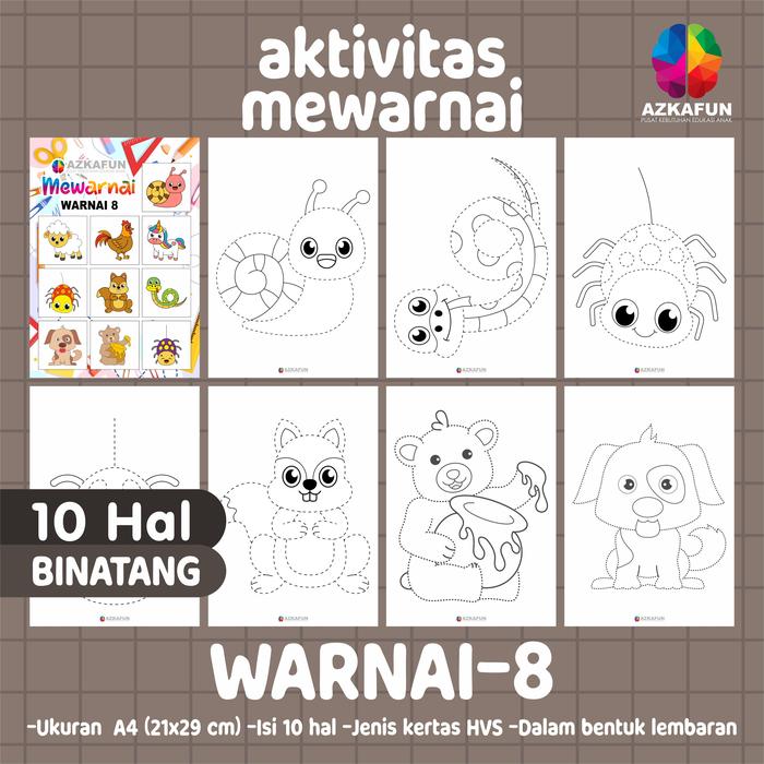 Gambar Lembar Belajar Mewarnai - Worksheet Anak - Belajar mewarnai - WARNAI-8 dari AZKAFUN undefined Tokopedia