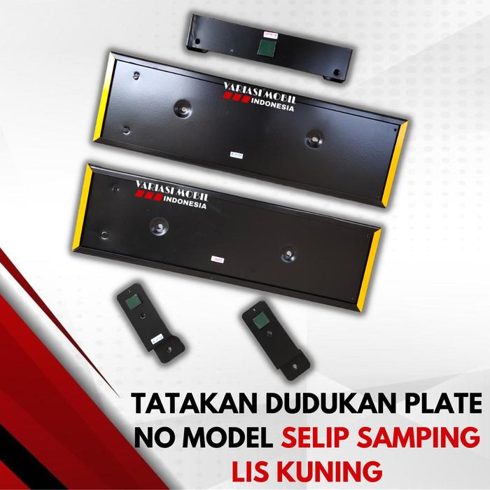Gambar Tatakan Dudukan Plat Nomor Model Selip Samping Lis Yellow dari VARIASI MOBIL IND0NESIA undefined Tokopedia