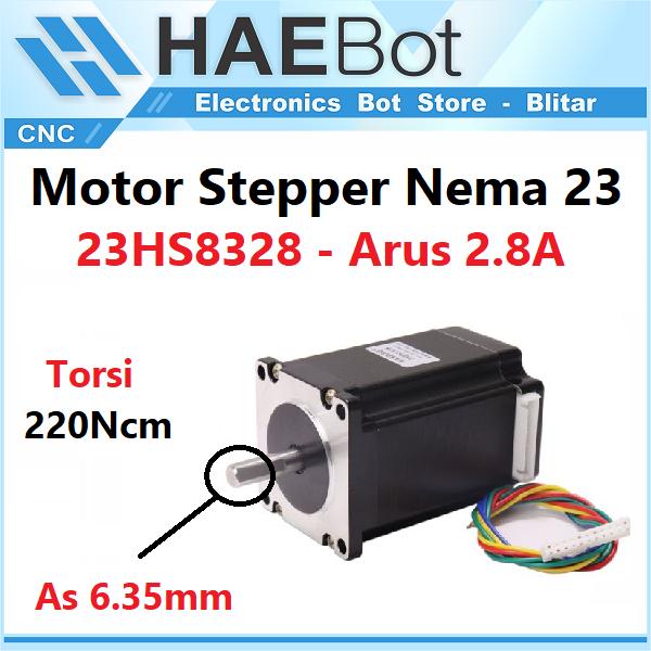 Gambar [HAEBOT] Motor Stepper Nema 23 Nema23 HS8328 220Ncm 2.2Nm 2.8A As 6.35mm CNC 2 Phase Fasa Bipolar 83mm 3D Printer Oz Robot Laser Router Plasma Milling High Torque Mesin Induksi Slider Mekanik Coil Dinamo Penggerak - As 6.35mm dari HAEBOT - Solusi Kebutuhan CNC undefined Tokopedia