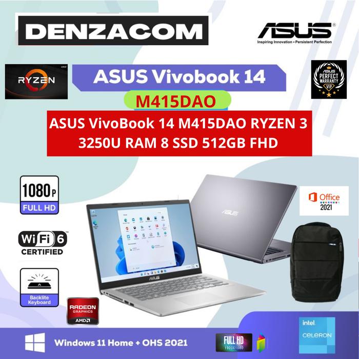 Asus M415dao Laptop Asus Ssd 512gb Ryzen Dual Core 3250u Vs I5