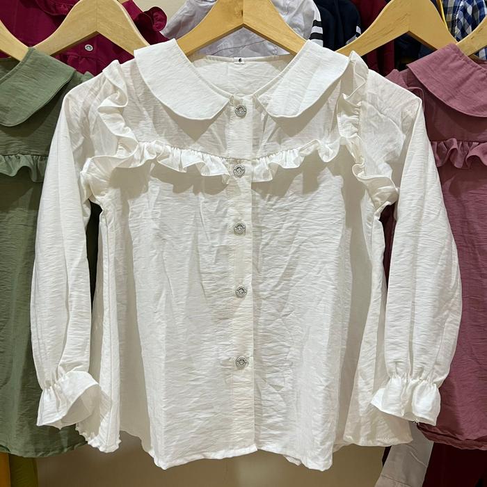 Gambar DVCshop29 blus starla anak perempuan model terbaru baju atasan kemeja - Putih, 5-6 tahun dari DvcShop29 undefined Tokopedia