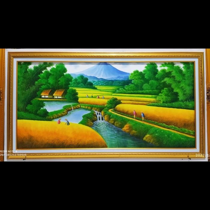 Gambar lukisan pemandangan sawah dan gunung sudah dengan pigura - pe 02 dari puspaendah pigura undefined 5 Tokopedia