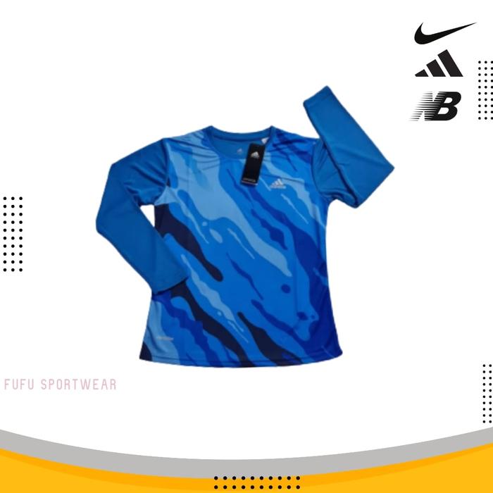 Gambar Kaos Dryfit Wanita Muslimah Lengan Panjang Gym Yoga Zumba Lari Premium - Biru, XS dari Fufu Baju Olahraga undefined Tokopedia