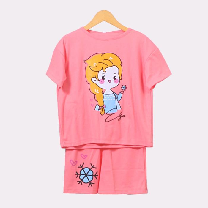 Gambar Baju Setelan Kaos Anak Perempuan Princess Lengan Pendek Umur 5-12Tahun - Els Salem, S dari Kimchan Shop undefined Tokopedia