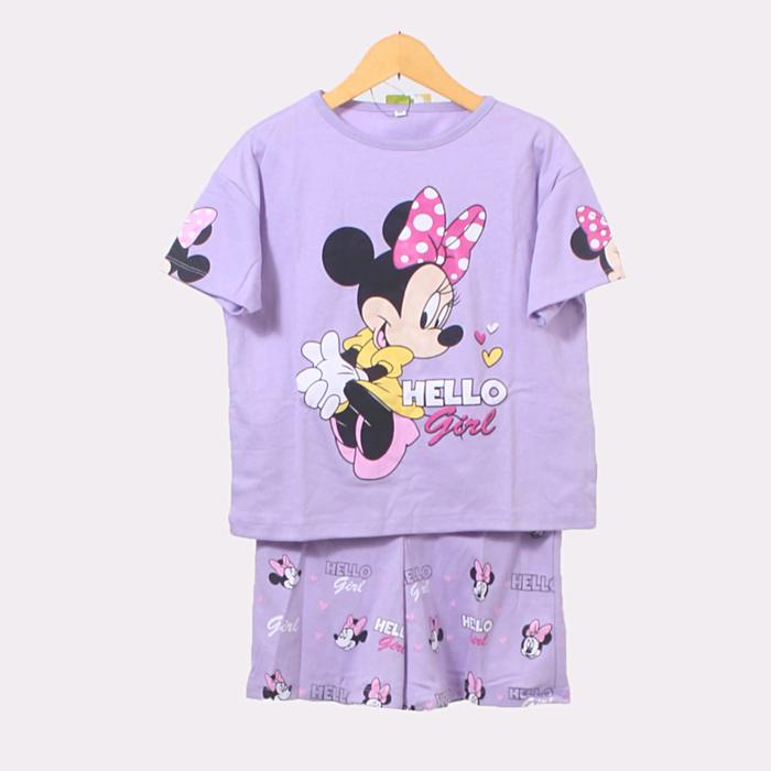Gambar Baju Setelan Kaos Anak Perempuan Celana Pendek umur 5-12 Tahun - Ungu MIni, S dari Kimchan Shop undefined Tokopedia