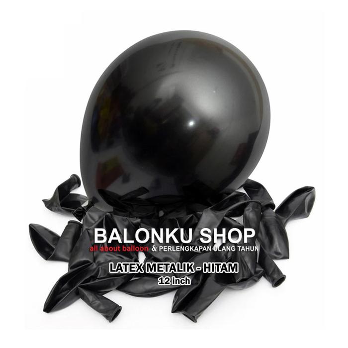Gambar Balon Latex Metalik 12 inch isi 100 pcs / Balon Metalik isi 100 pcs - Hitam dari Balonku Shop undefined Tokopedia