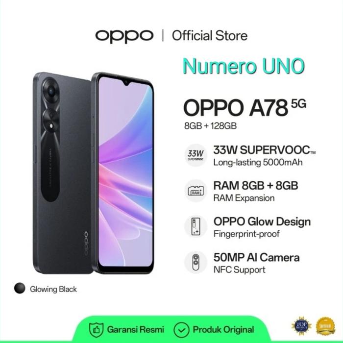 Gambar Oppo A78 5G NFC 16/128GB [Ram 8GB+8GB Extended ] Garansi Resmi- Ungu - Ungu dari RR Numero UNO undefined Tokopedia
