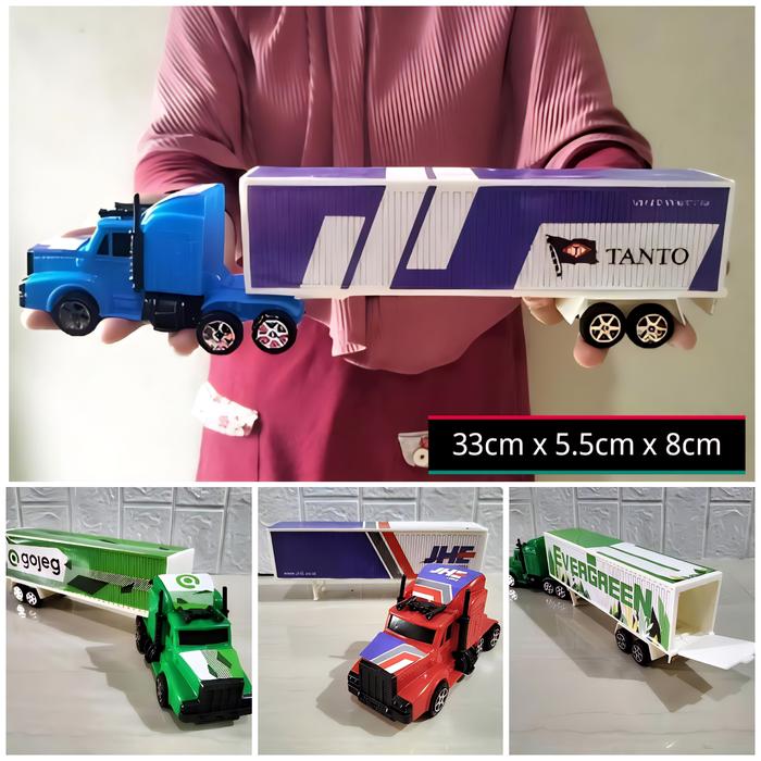 Gambar Mainan Mobil Truk Kontainer Ekspedisi JNE - JNT - Mobilan Box Kontener - Random (Tarik) dari A.R.A.F.A undefined Tokopedia