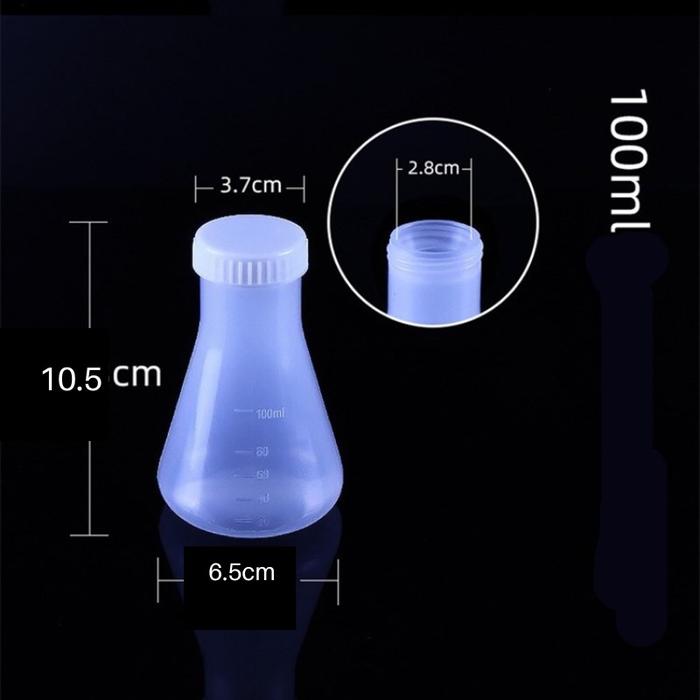Gambar Tabung Gelas Ukur Lab Bentuk Labu Kerucut Erlenmeyer Flask dan Tutup - 100 ml dari Indophoenix undefined Tokopedia