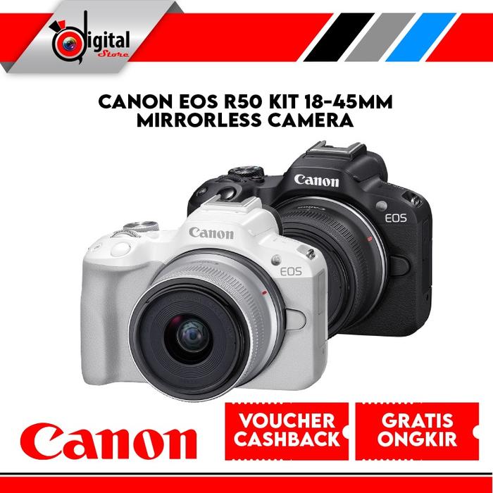 Gambar Canon EOS R50 Kit 18-45mm PAKET LENGKAP - Canon R 50 Mirrorless Camera - UNIT ONLY, BLACK dari digitalstore86 undefined Tokopedia