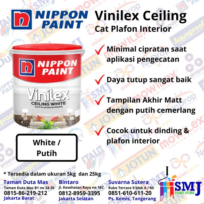 Gambar CAT PLAFON GYPSUM GRC VINILEX CEILING WHITE 5 KG NIPPON PAINT dari SMJ Bintaro undefined Tokopedia