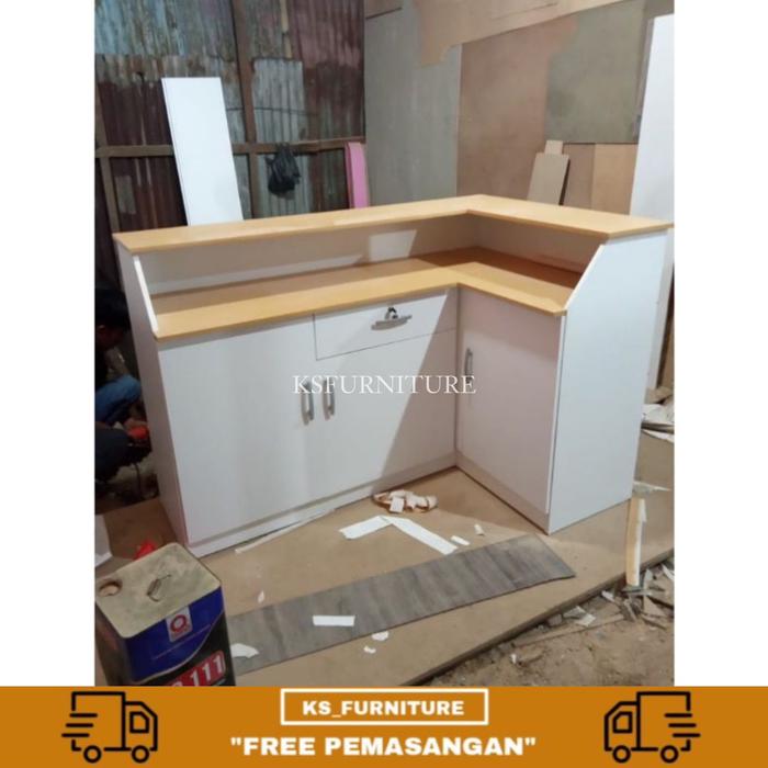 Gambar meja kasir L minimalis ( bisa custom ukuran dan model ) dari KS.FURNITURE undefined Tokopedia