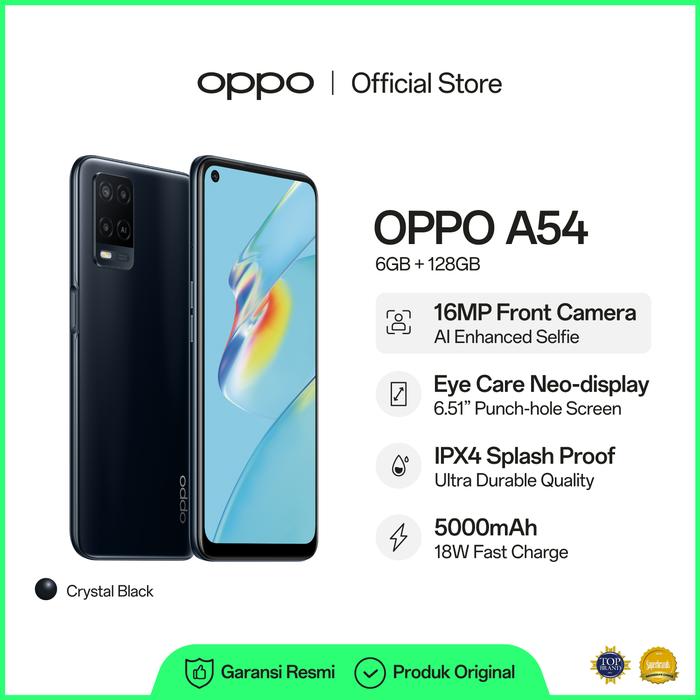 Gambar OPPO A54 Smartphone 6GB/128GB (Garansi Resmi) - Flash Promo - Hitam dari OPPO Store Indonesia undefined Tokopedia