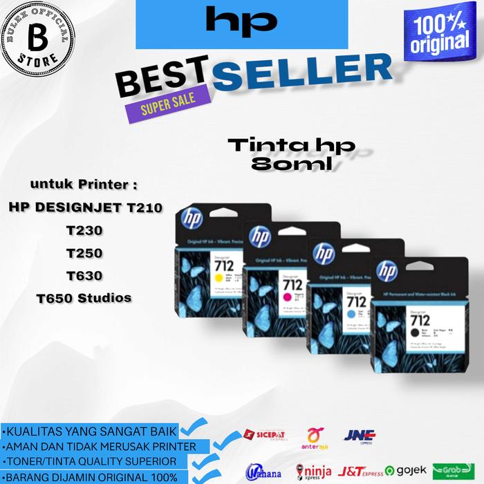 Gambar Tinta HP 712B 80ml Black for HP DesignJet Original - 1set 80ml dari Bulex Official Store. undefined Tokopedia